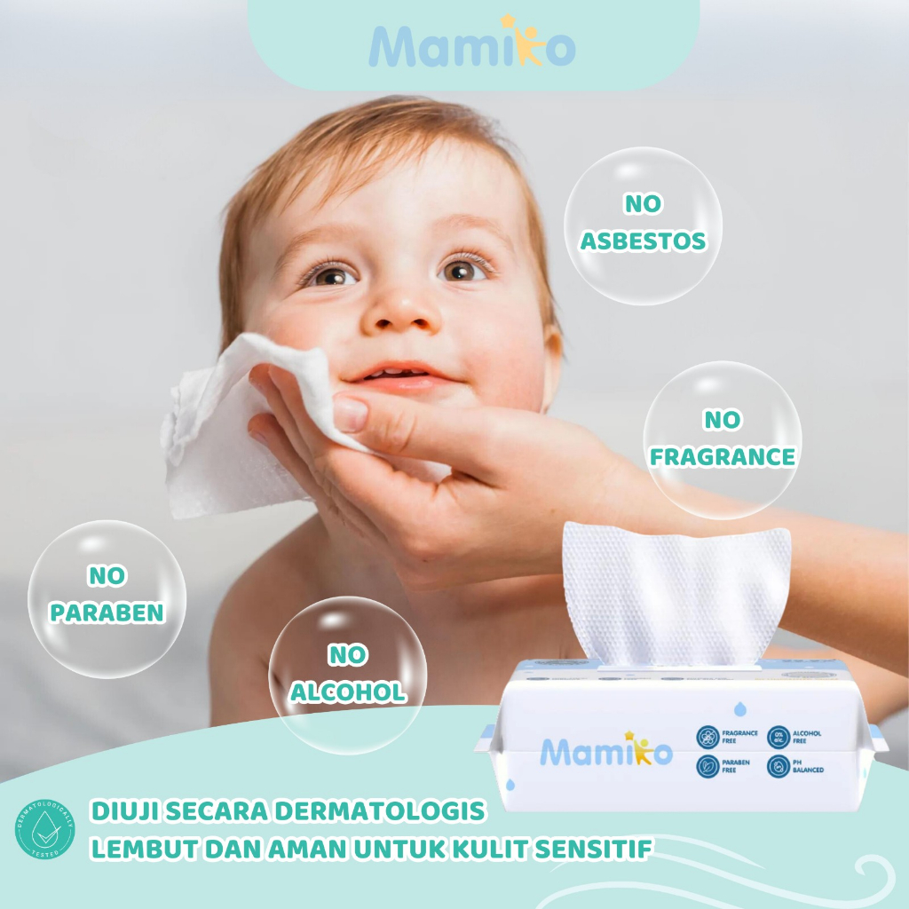 Tisu Basah Bayi Mamiko Pure Water Baby Wipes 80 Lembar Paket Hemat 3 Pack Foto 2