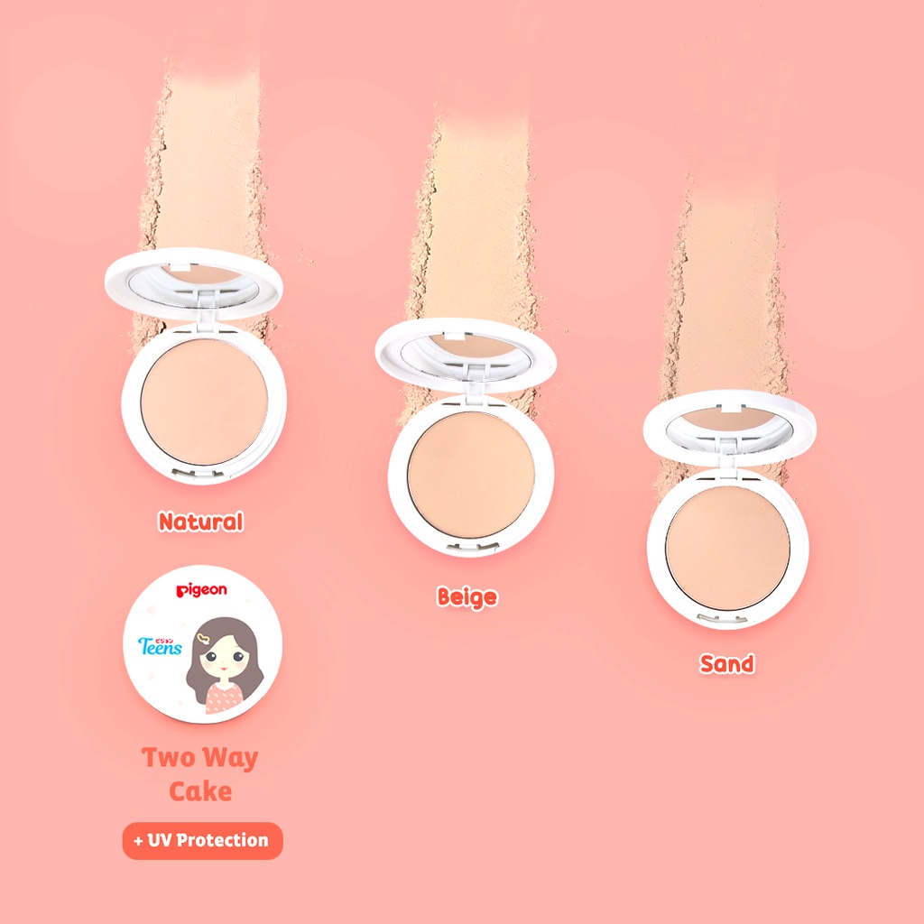 Bedak Compact Pigeon Teens Two Way Cake 14gr Shade Beige dengan UV Protection Foto 4