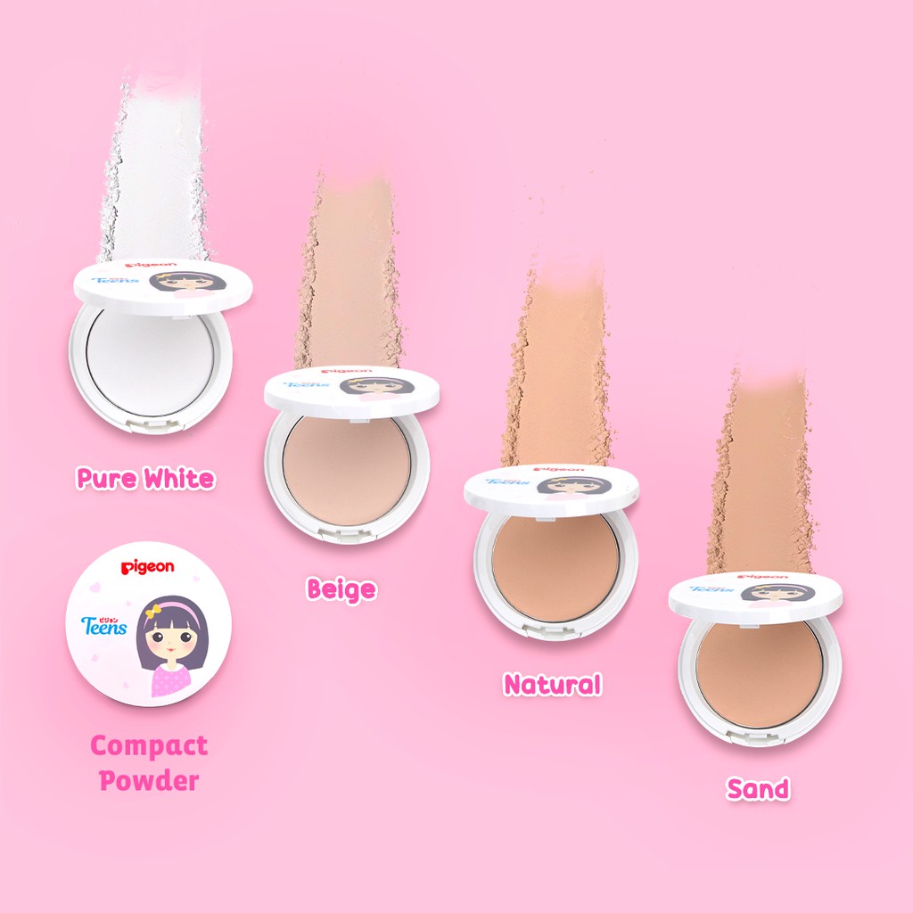 Pigeon TEENS Compact Powder Squalane 14Gr Bedak Padat Remaja Non-Acnegenic White Foto 4