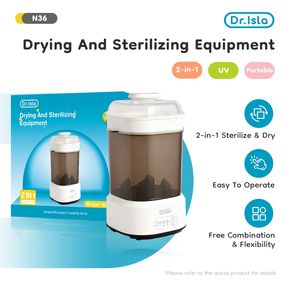 Sterilizer & Pengering Botol Bayi Dr.Isla N36 Kapasitas Besar 4 Botol Food Grade