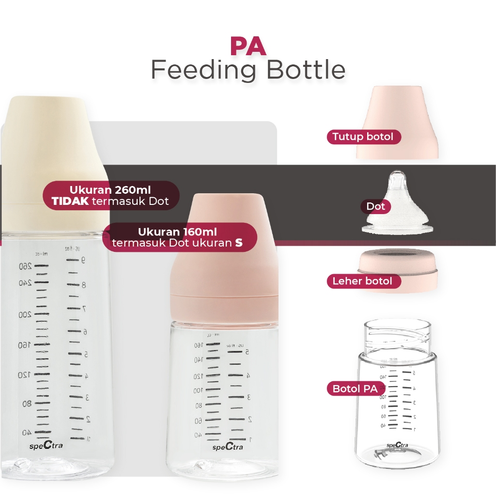 Botol Susu Bayi Spectra PA 260ml Polyamide BPA Free Tahan Panas Foto 4