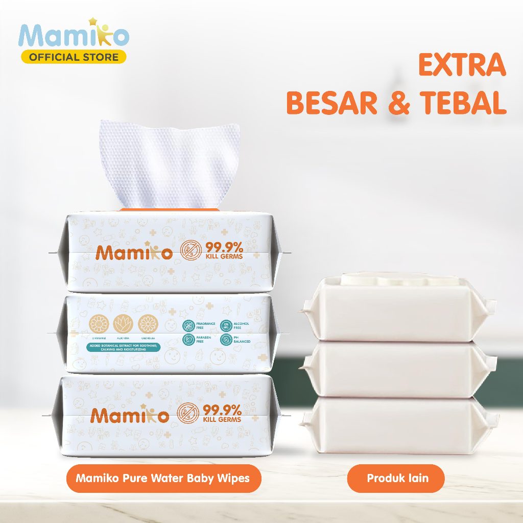 Mamiko Antibacterial Baby Wipes 80 Lembar Tisu Basah Anti Bakteri untuk Kulit Sensitif Foto 3