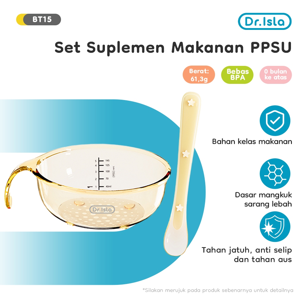 Dr.Isla Set Alat Makan Bayi PPSU BPA Free Mangkok dan Sendok BT15