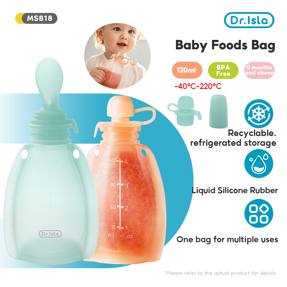 Dr.isla MSB18 Silicone Food Storage Bag Reusable Ziplock Food Grade Kantong ASI Bayi