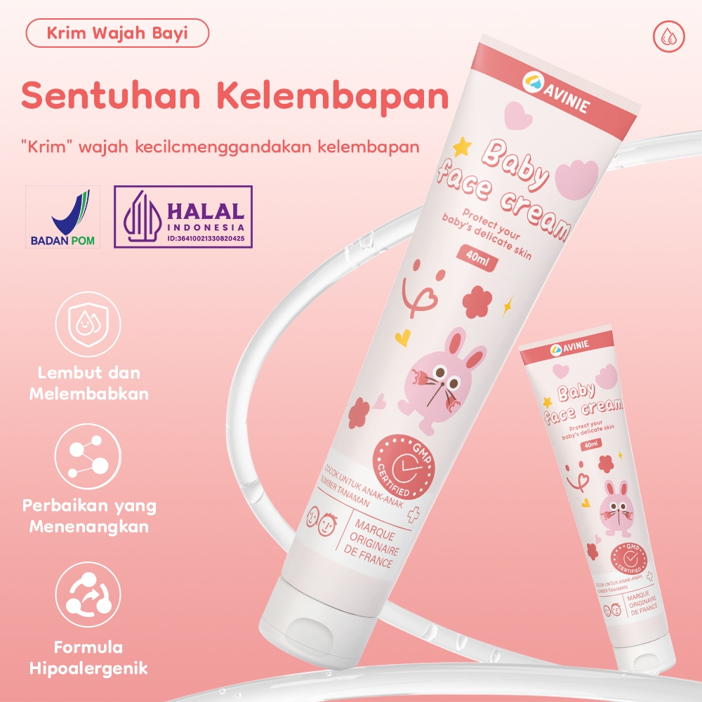 AVINIE Face Cream Baby & Kids 40gr Plant Based Probiotics Vitamin E Skincare Kulit