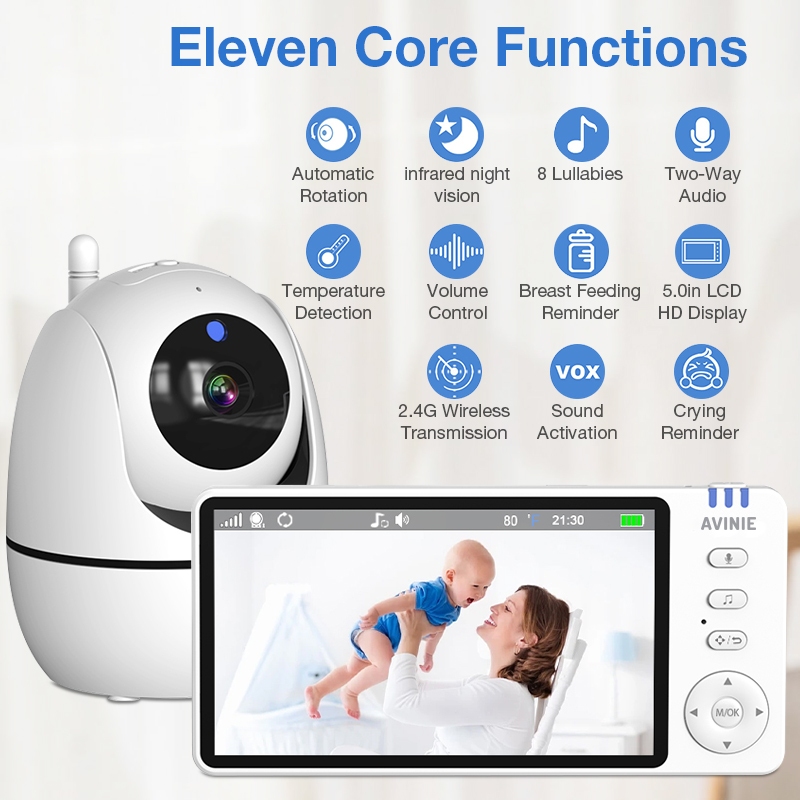 Dr.isla Baby Monitor Camera AVINIE AVM5 360 Derajat Night Vision & Voice Call Foto 3